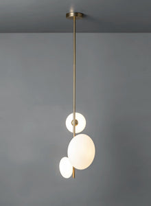 Imperial 3 light brass and opal pendant / Black marble with white shade