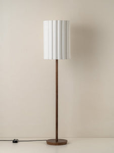 Folia floor lamp / Off white linen and walnut